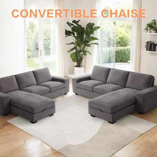 Modern L-Shaped Convertible Sofa with USB Ports