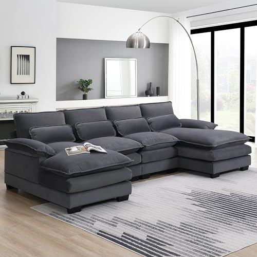 Modern U-Shaped Chenille Cloud Sofa Couch