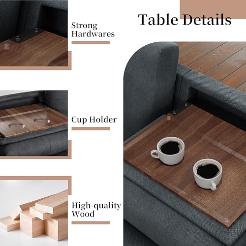 JAMFLY L-Shaped Convertible Sectional Sofa with Storage
