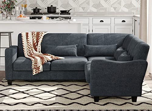 Bluish Grey L-Shaped Sectional Sofa with Chaise