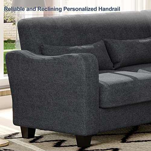 Bluish Grey L-Shaped Sectional Sofa with Chaise