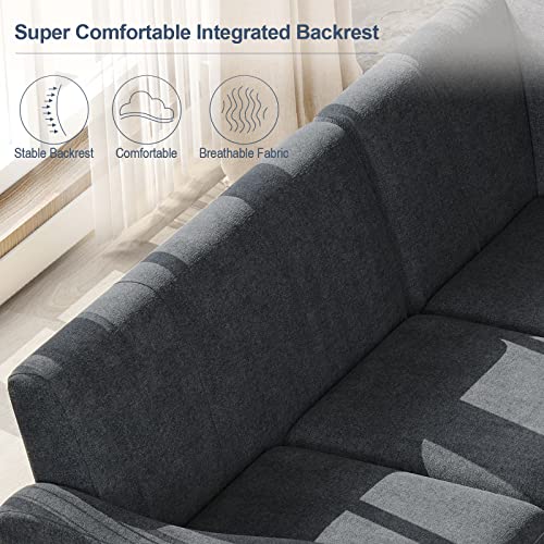 Bluish Grey L-Shaped Sectional Sofa with Chaise