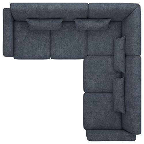 Bluish Grey L-Shaped Sectional Sofa with Chaise