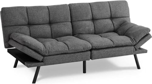 Grey Sweetcrispy Futon Sofa Bed Loveseat