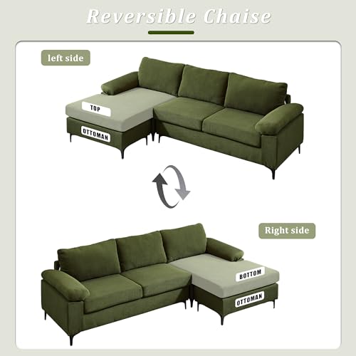 XIZZI 100" Corduroy L-Shaped Sectional Sofa