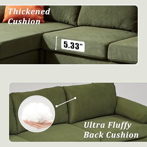 XIZZI 100" Corduroy L-Shaped Sectional Sofa
