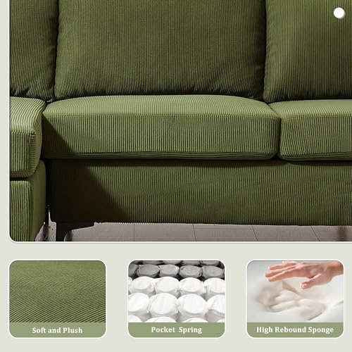 XIZZI 100" Corduroy L-Shaped Sectional Sofa