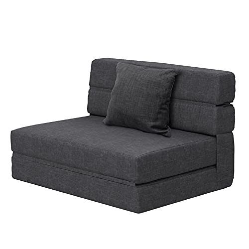 Convertible Memory Foam Folding Sofa Bed in Dark Gray