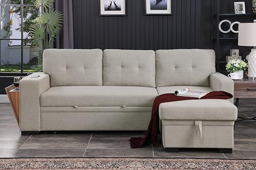 Light Gray L-Shaped Sofa with Storage & USB Port