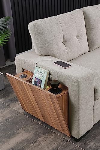Light Gray L-Shaped Sofa with Storage & USB Port