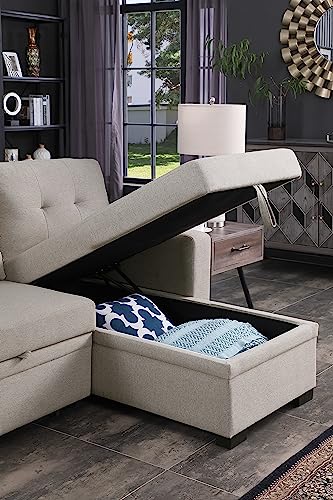 Light Gray L-Shaped Sofa with Storage & USB Port