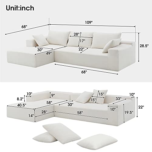 Beige Modular L-Shaped Sofa with Pillows