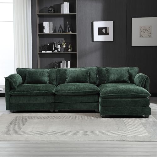 Oversized Chenille Sectional Sofa with Ottoman