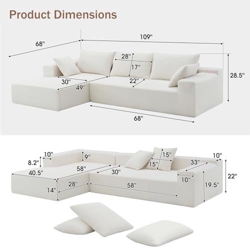 Modern L Shaped Chenille Sectional Sofa Couch