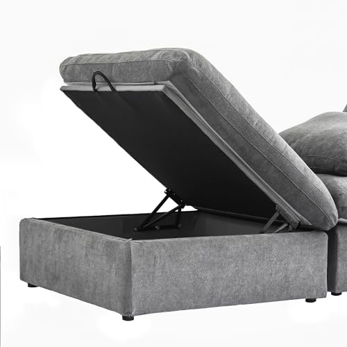Light Grey Modular Sectional Sofa with Ottoman