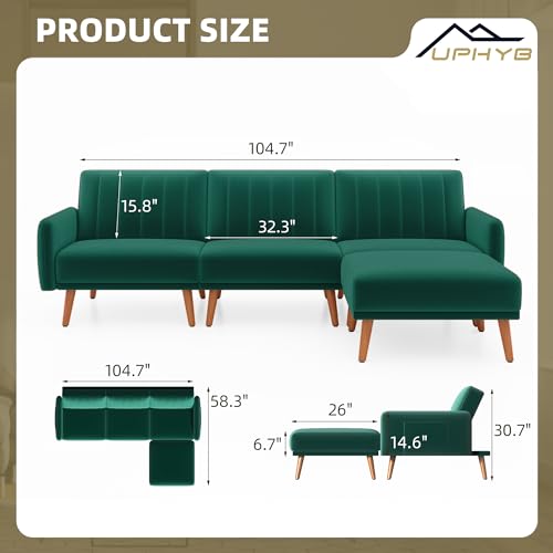 Stylish 105" L-Shaped Velvet Sectional Sofa Set