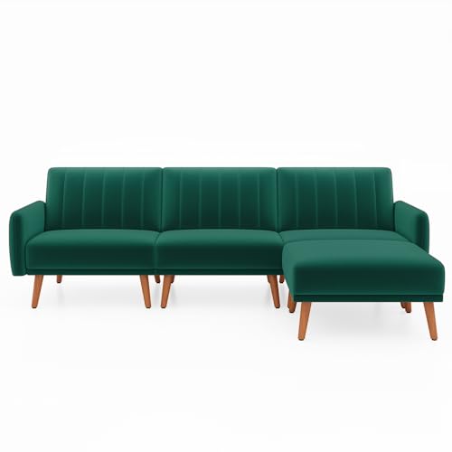 Stylish 105" L-Shaped Velvet Sectional Sofa Set