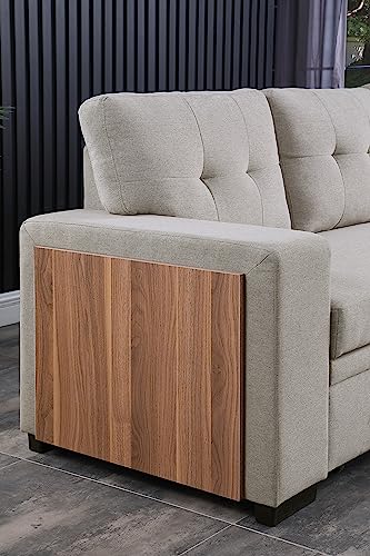 Reversible L-Shaped Convertible Sleeper Sofa – Light Gray