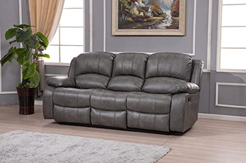 Betsy 8018 Gray Leather Fiber Recliner Sofa