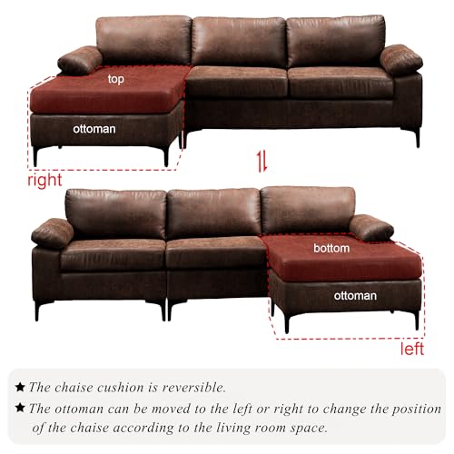 Chocolate Brown L-Shaped Sectional Sofa with Chaise