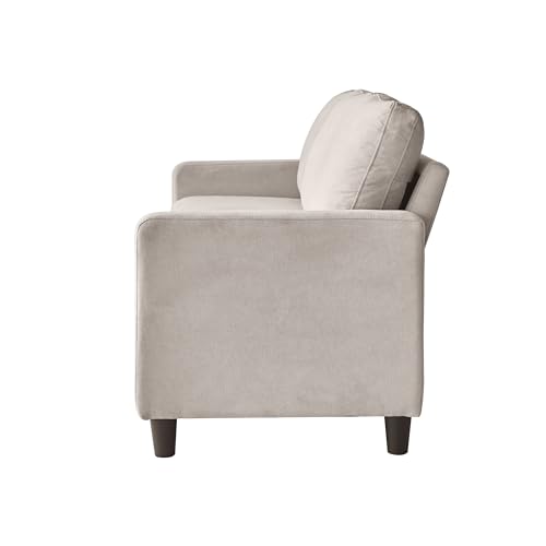 Beige L-Shaped Chenille Convertible Couch Sectional