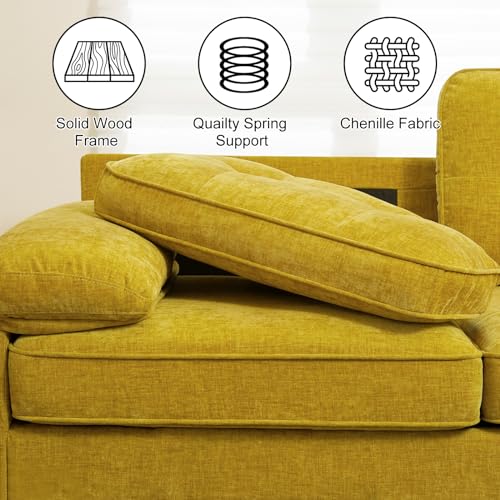 Modern 82-Inch Convertible Chenille Sectional Sofa