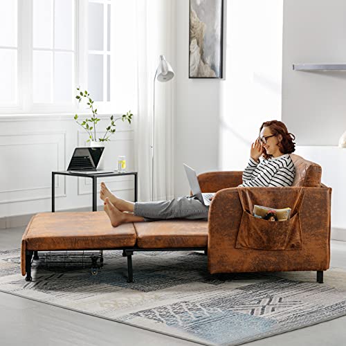 Antetek 46-Inch Faux Leather Sleeper Sofa