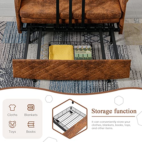Antetek 46-Inch Faux Leather Sleeper Sofa