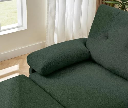 Green L-Shaped 86" Convertible Sectional Sofa with Ottoman