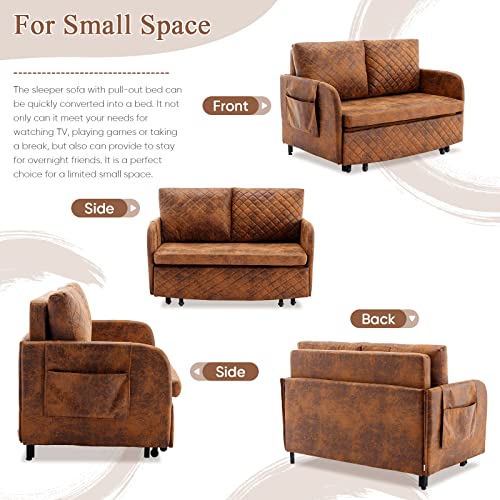 Antetek 46-Inch Faux Leather Sleeper Sofa