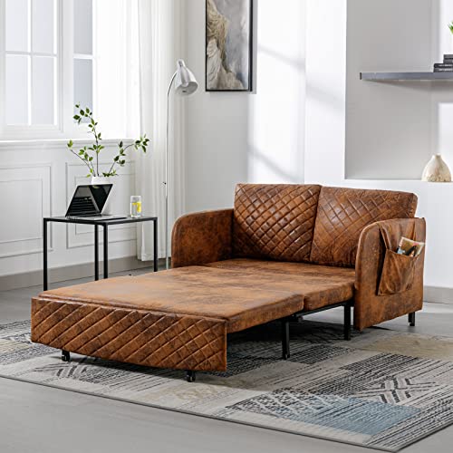 Antetek 46-Inch Faux Leather Sleeper Sofa