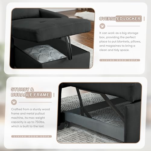 Reversible Sleeper Sectional Sofa with Storage Chaise