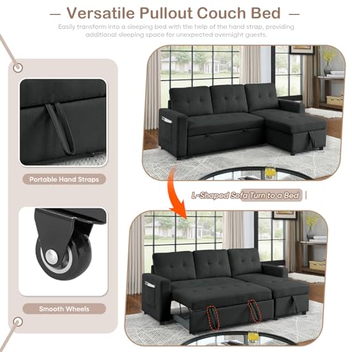 Reversible Sleeper Sectional Sofa with Storage Chaise