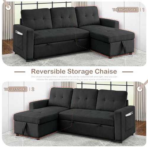 Reversible Sleeper Sectional Sofa with Storage Chaise