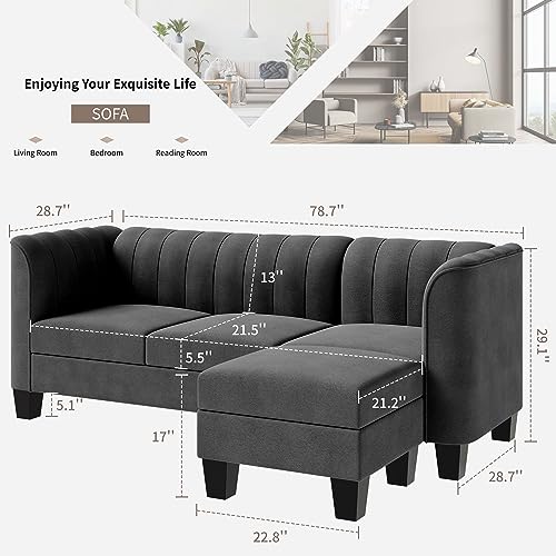 JAMFLY 79" L-Shaped Sectional Sofa for Small Spaces