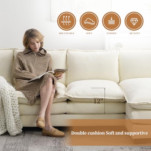 Modern Chenille L-Shaped Sectional Sofa - Beige