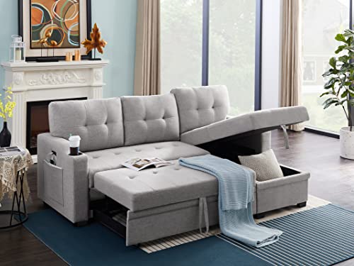 Light Grey L-Shaped Sectional Sofa with Storage