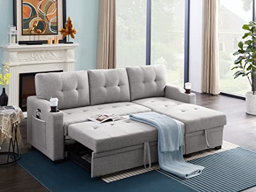 Light Grey L-Shaped Sectional Sofa with Storage