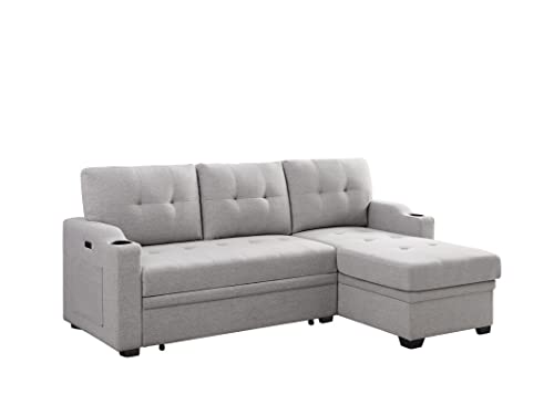 Light Grey L-Shaped Sectional Sofa with Storage