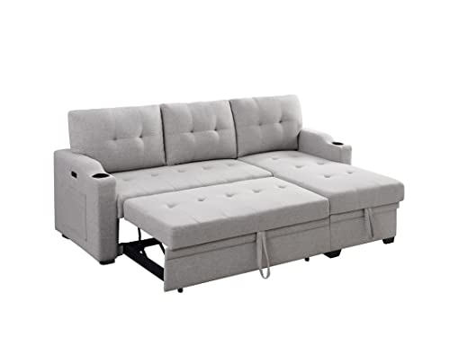 Light Grey L-Shaped Sectional Sofa with Storage