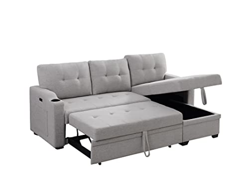 Light Grey L-Shaped Sectional Sofa with Storage