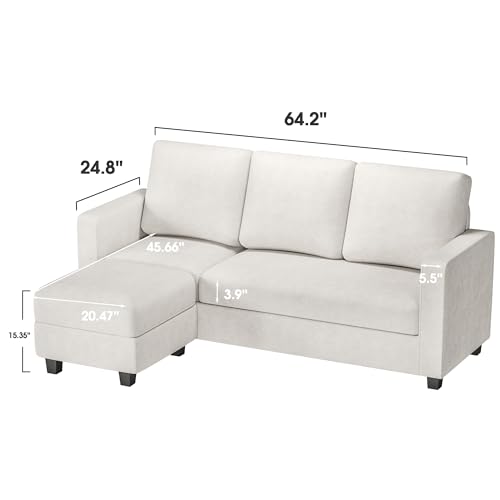 JUMMICO L-Shaped Convertible Sofa in Light Gray