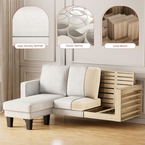 JUMMICO L-Shaped Convertible Sofa in Light Gray