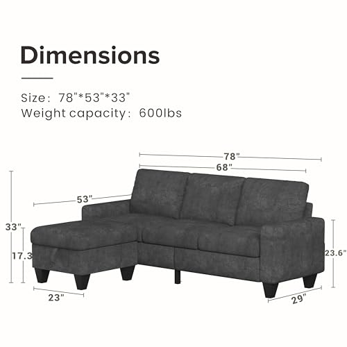 78'' Grey Convertible Sectional Sofa with Storage Ottoman