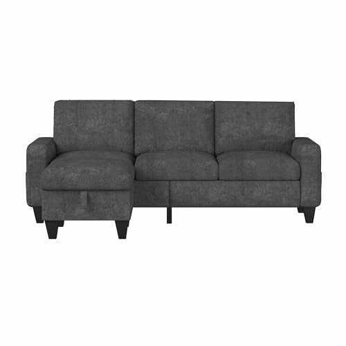 78'' Grey Convertible Sectional Sofa with Storage Ottoman