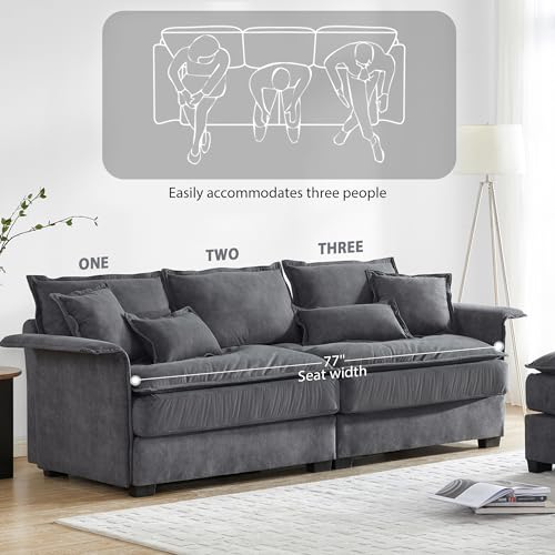 L-Shaped 3-Seat Sofa with Ottoman - Gray