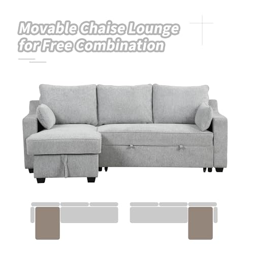 LUMISOL 90" Convertible Sleeper Sofa with Chaise