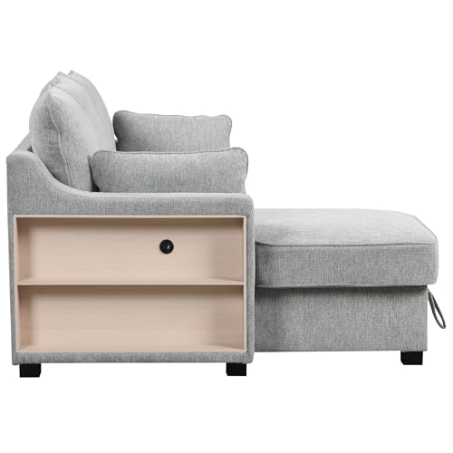 LUMISOL 90" Convertible Sleeper Sofa with Chaise