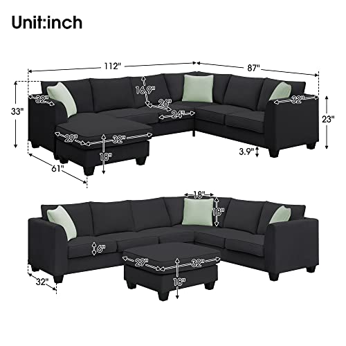 Merax Large U-Shape Sectional Sofa Set with Ottoman