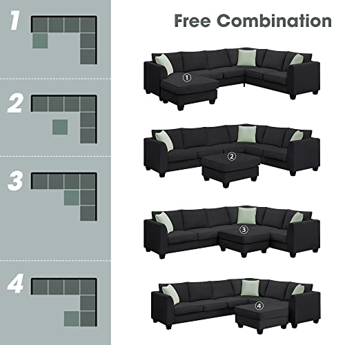 Merax Large U-Shape Sectional Sofa Set with Ottoman